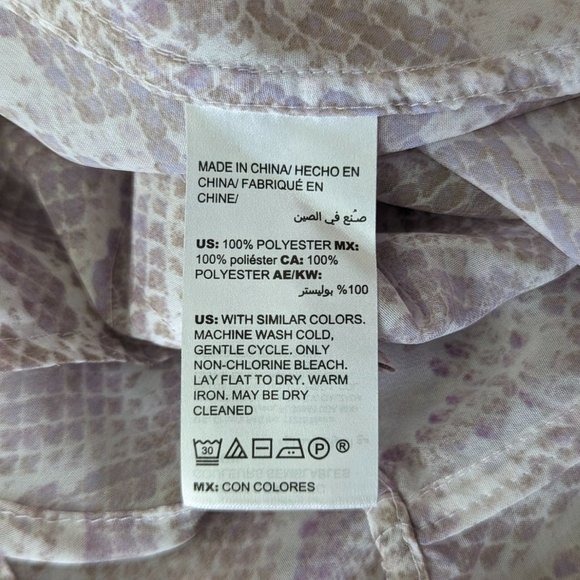 WORKING White House Black‎ Market long sleeve sheer Snake print button up Blouse - Picture 10 of 11